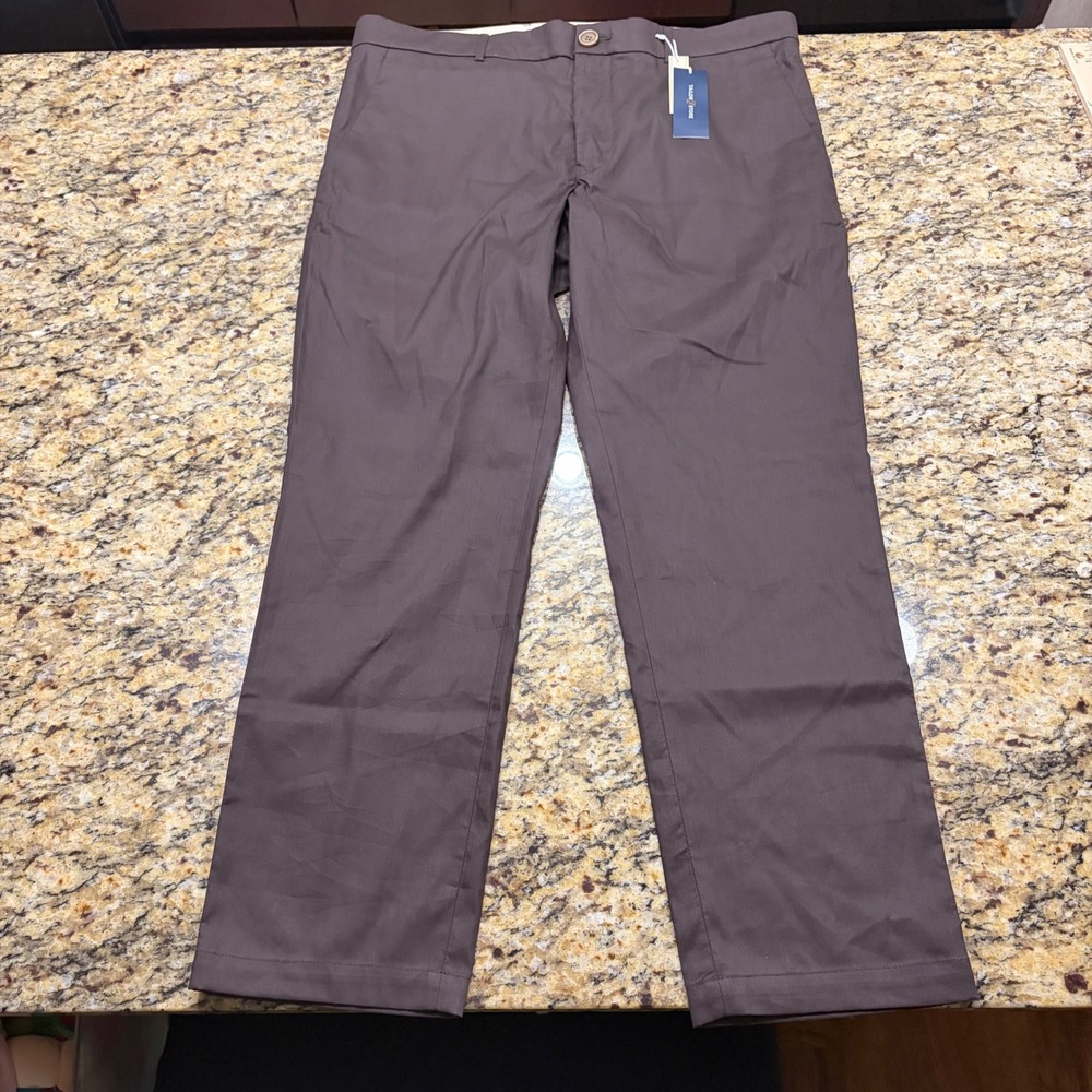 Tailor Store Mens Chinos Dark Brown Flat Front Straight Leg Trousers Pants ws